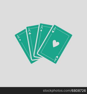 Set of four card icons. Gray background with green. Vector illustration.