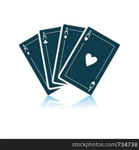 Set Of Four Card Icons. Shadow Reflection Design. Vector Illustration.