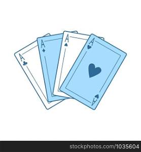 Set Of Four Card Icons. Thin Line With Blue Fill Design. Vector Illustration.