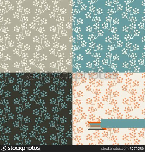 Set of four floral retro seamless patterns.