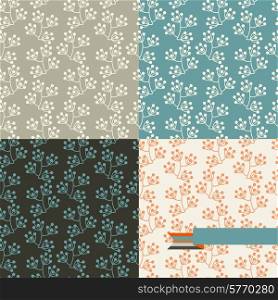 Set of four floral retro seamless patterns.