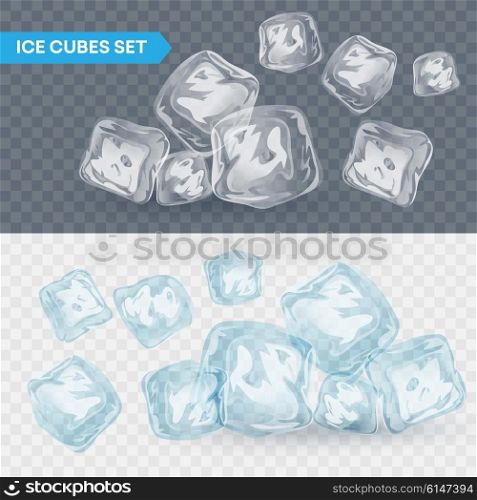 Set of four transparent ice cubes. Vector illustration. Set of four transparent ice cubes. Vector illustration EPS10