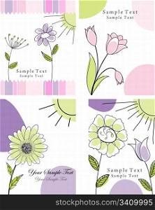 Set of four vector greeting cards for design use