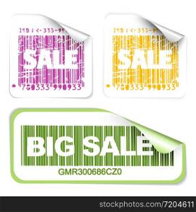 Set of fresh sale labels with bar codes (vivid colors) - see my portfolio for more labels