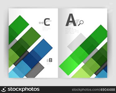 Set of front and back a4 size pages, business annual report design templates. Geometric square shapes backgrounds. Vector illustration