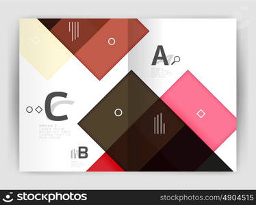 Set of front and back a4 size pages, business annual report design templates. Geometric square shapes backgrounds. Vector illustration