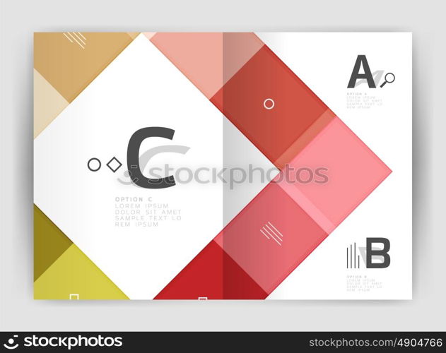 Set of front and back a4 size pages, business annual report design templates. Geometric square shapes backgrounds. Vector illustration