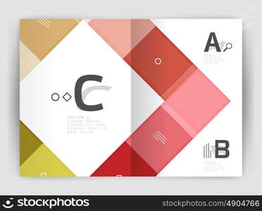 Set of front and back a4 size pages, business annual report design templates. Geometric square shapes backgrounds. Vector illustration