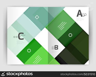 Set of front and back a4 size pages, business annual report design templates. Set of front and back a4 size pages, business annual report design templates. Geometric square shapes backgrounds. Vector illustration