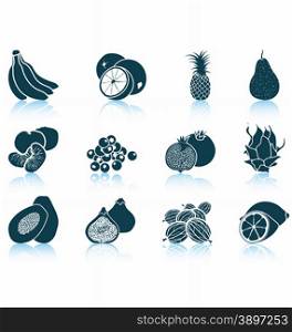 Set of fruit icons. EPS 10 vector illustration without transparency.