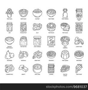 Set of Fruit Preserves thin line icons for any web and app project.