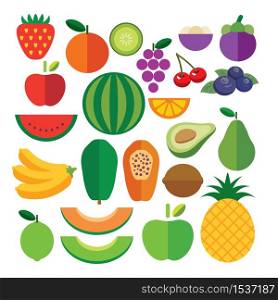 set of fruits flat icon