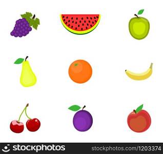 Set of fruits on a white background