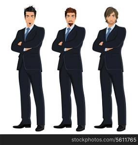Set of full length body business man isolated on white background vector illustration