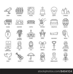 Set of Funeral thin line icons for any web and app project.