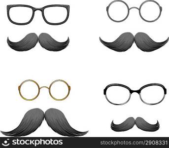 Set of funny masks (mustache and glasses)