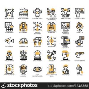 Set of future technology thin line and pixel perfect icons for any web and app project.