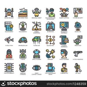 Set of future technology thin line and pixel perfect icons for any web and app project.