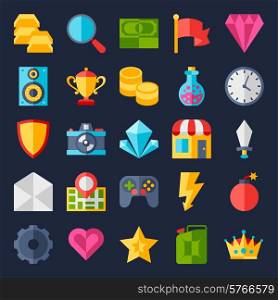 Set of game icons in flat design style.