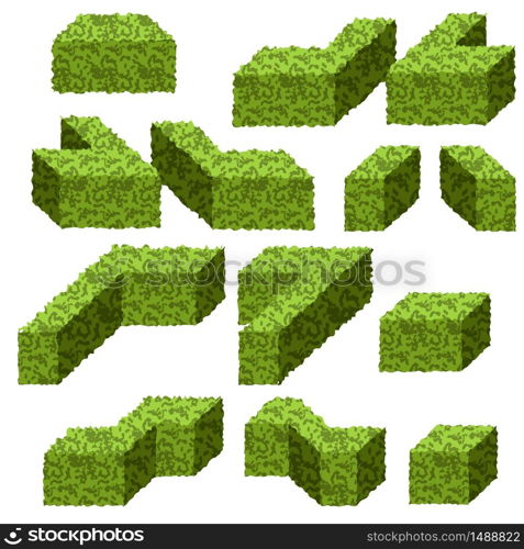 Set of garden bushes. Isolated vector bushes can be used to construct topiary garden scene. Vector illustration