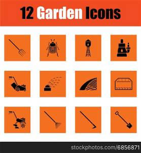 Set of gardening icons. Set of gardening icons. Orange design. Vector illustration.