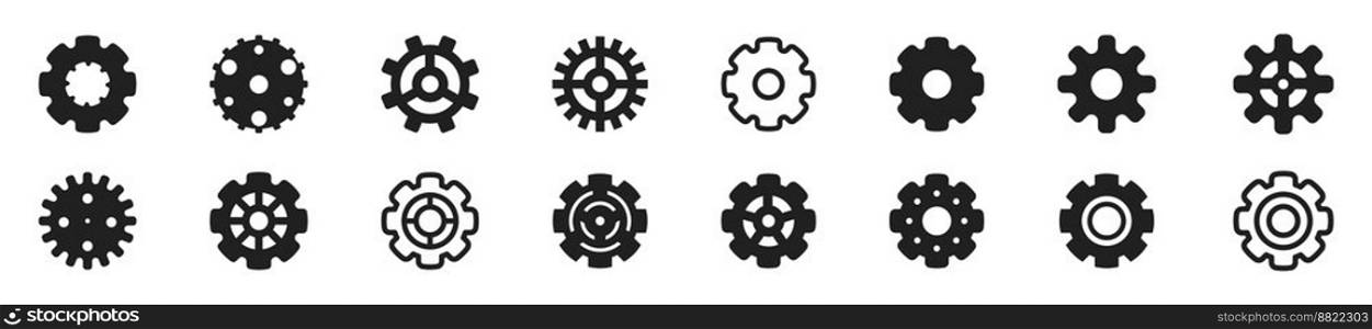 Set of gear icon. Gear wheel icon set. Cogwheel symbol collection. 