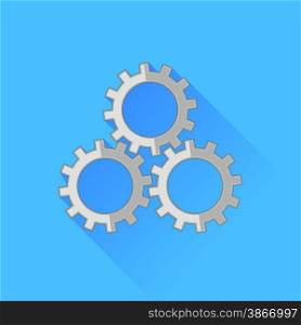 Set of Gears Icon Isolated on Blue Background.. Set of Gears Icon