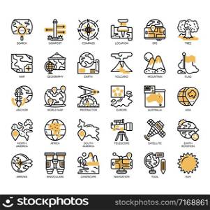 Set of geography thin line and pixel perfect icons for any web and app project.