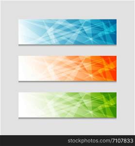 set of geometric colorful banner, isolated on white background
