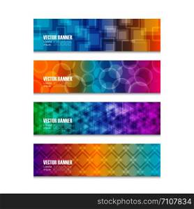 set of geometric colorful banner, isolated on white background