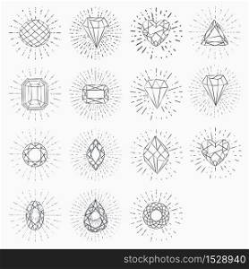Set of geometric crystals. Geometric shapes. Trendy hipster retro backgrounds and logotypes.