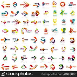 Set of geometric design arrow icons, logotype and brand templates. Vector illustration