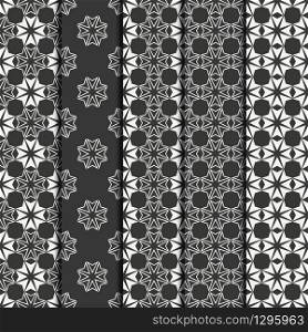 Set of geometric line lattice seamless arabic pattern. Islamic oriental style. Wrapping paper. Scrapbook paper. Tiling. White vector illustration. Moroccan background. Graphic texture.. Set of geometric line lattice seamless arabic pattern. Islamic oriental style. Wrapping paper. Scrapbook paper. Tiling. White vector illustration. Moroccan background. Swatches. Graphic texture.