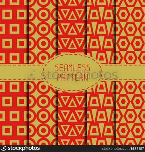 Set of geometric national chinese seamless pattern. Collection of wrapping paper. Paper for scrapbook. Chinese new year 2016. Beautiful vector illustration. Background. Graphic texture.. Set of geometric national chinese seamless pattern. Collection of wrapping paper. Paper for scrapbook. Chinese new year 2016. Beautiful vector illustration. Background. Stylish graphic texture.