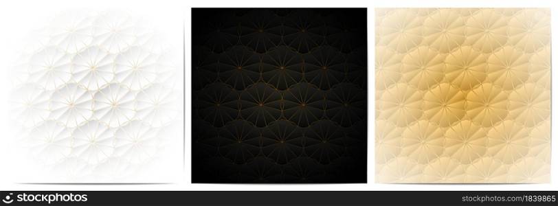 Set of geometric pattern golden lines. Luxury of black,white and gold background with polygonal shape