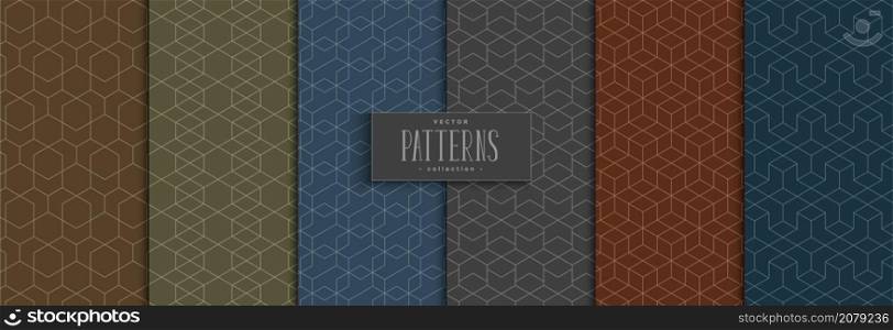 Set of geometric pattern polygonal shape. Colorful background seamless with lines modern stylish