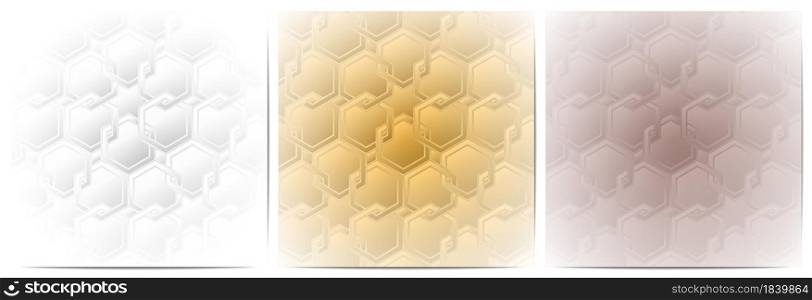 Set of geometric pattern polygonal shape. Luxury of white,gold and copper gradient background