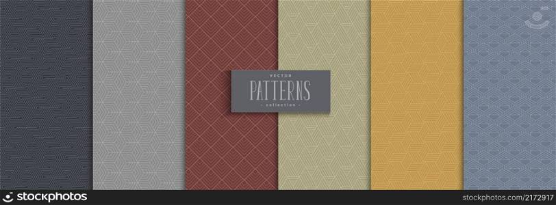 Set of geometric pattern with stripes polygonal lines colorful background modern stylish