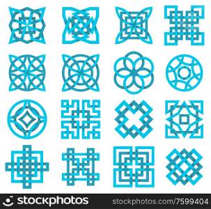 Set of geometrical decorative design elements. Vector illustration.