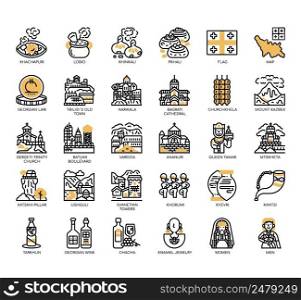 Set of Georgia thin line icons for any web and app project.