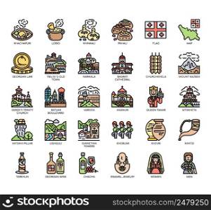 Set of Georgia thin line icons for any web and app project.