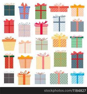 Set of gift box, Colorful presents. Vector illustration.