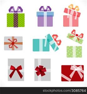 set of gift boxes icon overlapping graphic on white, vector illustration