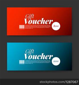 Set of gift (discount) voucher cards - red and blue minimalistic version