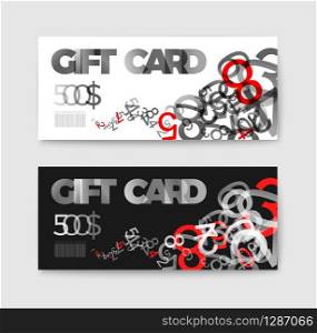 Set of gift (discount) voucher cards - with black and white numbers