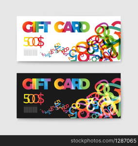 Set of gift (discount) voucher cards - with colorful numbers