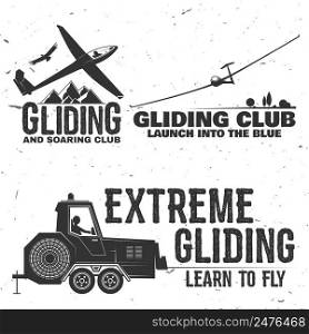 Set of Gliding club retro badge. Concept for shirt, print, seal, overlay or st&. Typography design- stock vector.. Set of Gliding club retro badge.