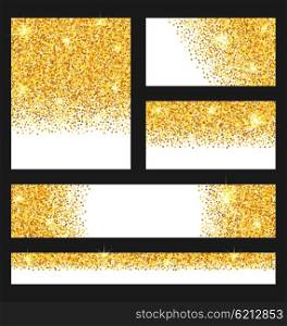 Set of Glitter Cards. Golden Surface. Copy Space for Your Text. Illustration Set of Glitter Cards. Golden Surface. Copy Space for Your Text - Vector