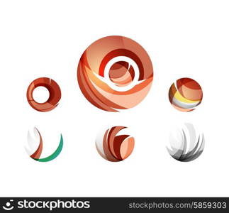 Set of globe sphere or circle logo business icons. Set of globe sphere or circle logo business icons. Created with overlapping colorful abstract waves and swirl shapes