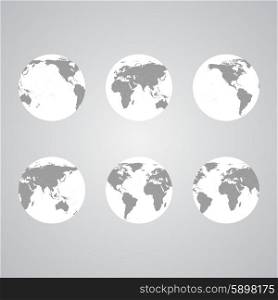 Set of globes, World Map Vector, light design vector illustration